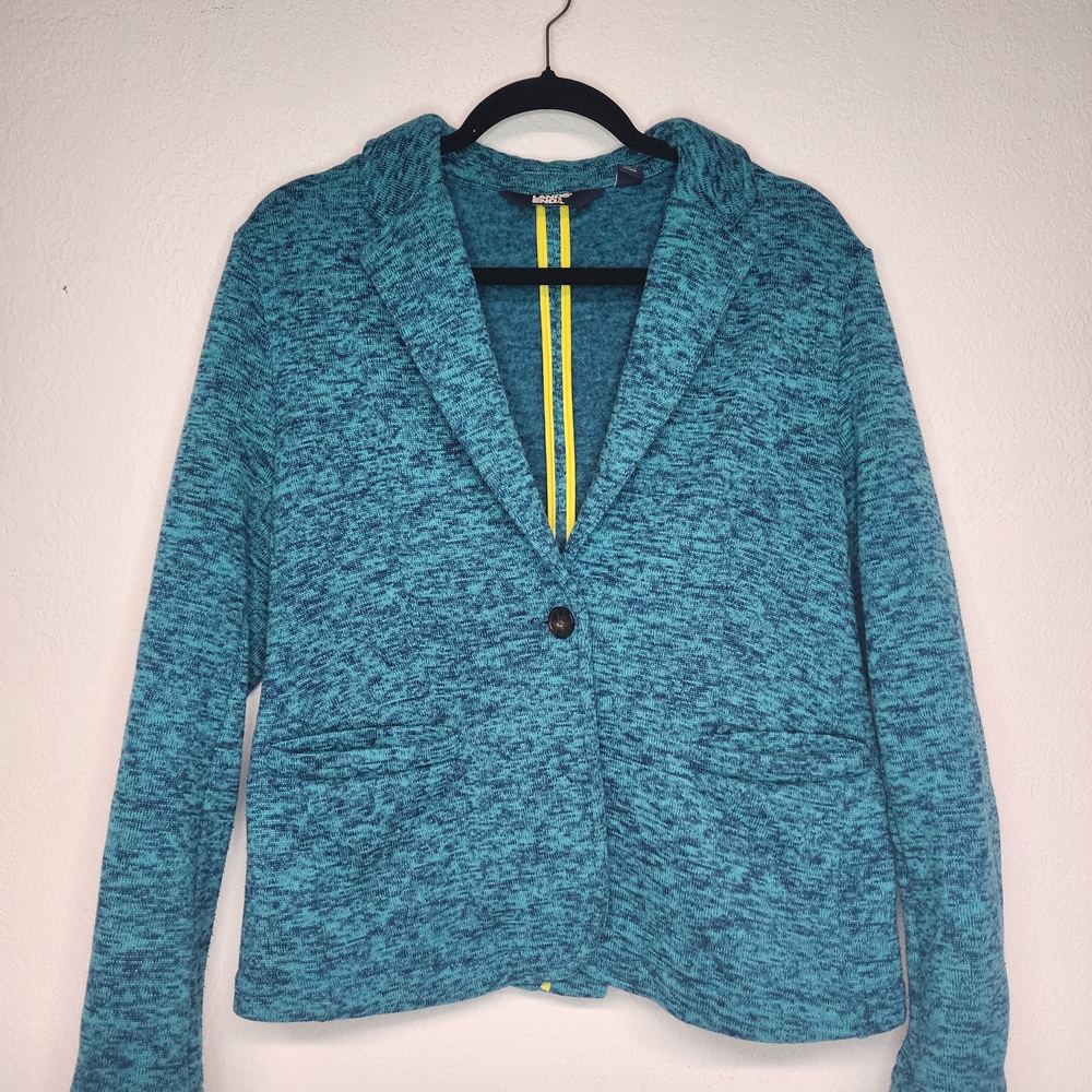 Lands' End Blue Open‎ Front Knit Blazer
